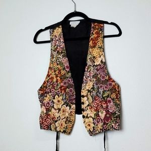 Size Large Vintage 70s Floral Embroidered Vest